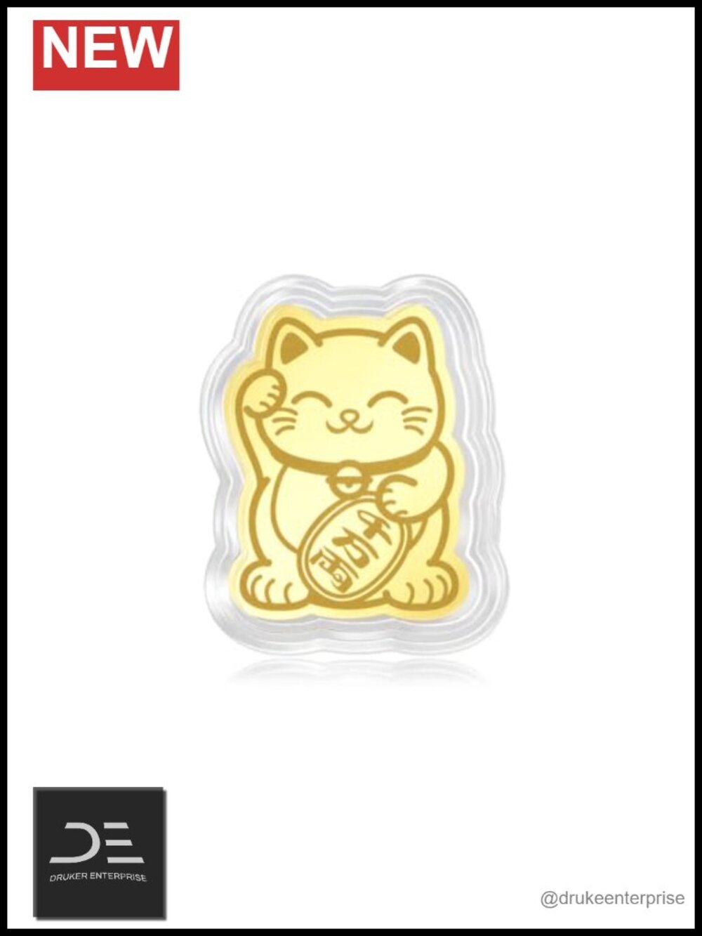 24K Gold Lucky Cat Maneki Neko Coin Pendant Jewelry
